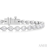 3 1/4 ctw East-West Bezel Set Pear Cut Diamond Tennis Bracelet in 14K White Gold